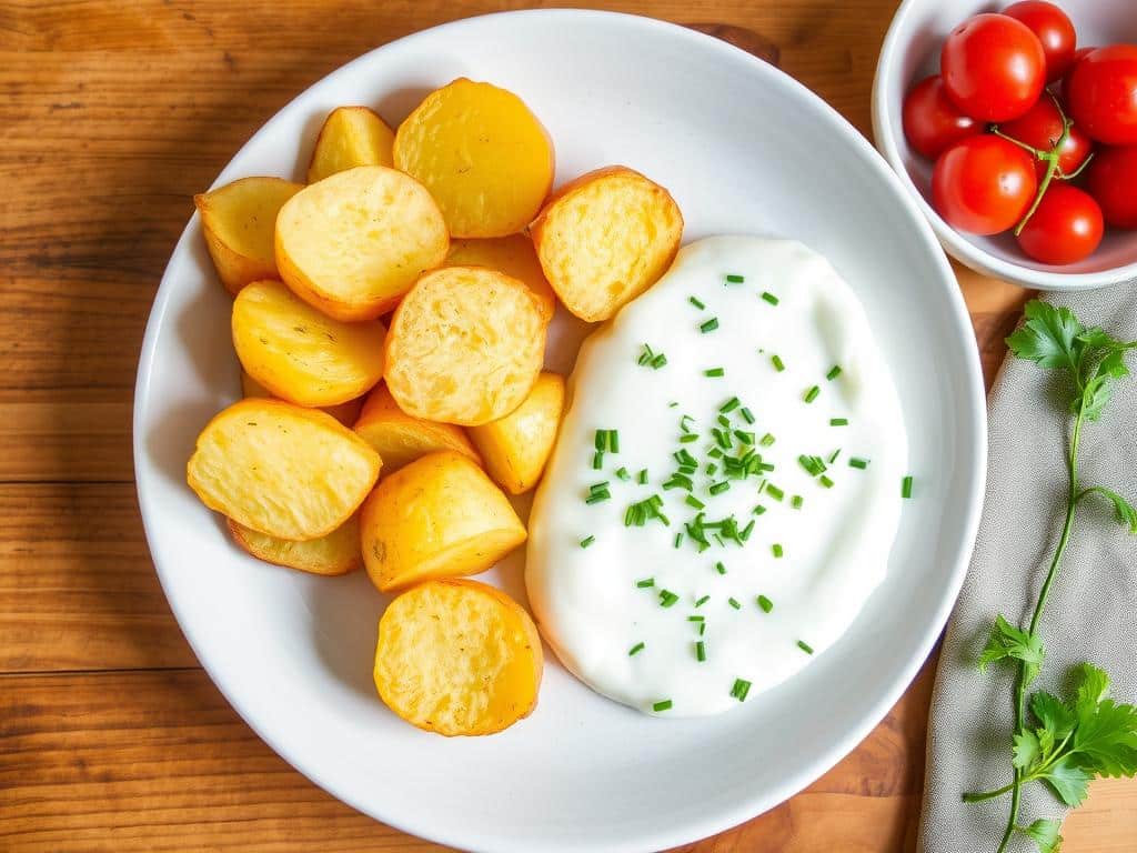 Bratkartoffeln im Airfryer mit Quark und Kräutern Bratkartoffeln im Airfryer mit Quark und Kräutern