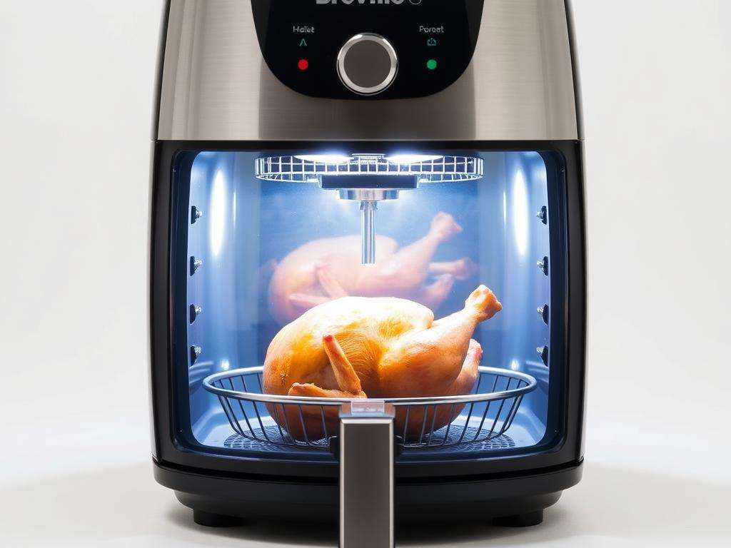 Breville Halo Rotisserie Heißluftfritteuse mit Drehspieß und Hähnchen Breville Halo Rotisserie Heißluftfritteuse mit Drehspieß und Hähnchen