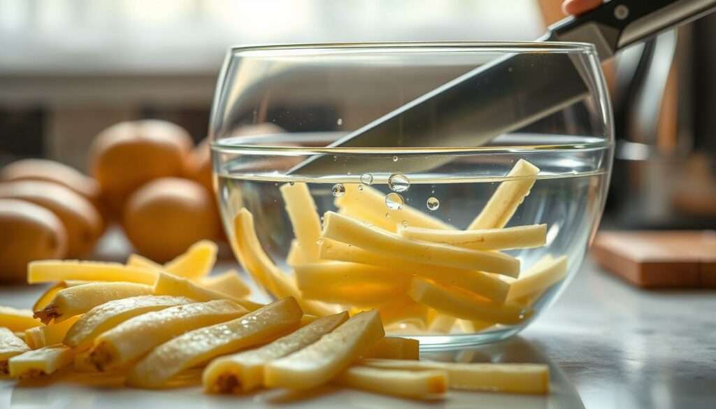 Kartoffeln schneiden und wässern Kartoffeln schneiden und wässern