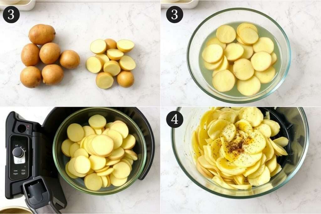 Schritt-für-Schritt Vorbereitung der Kartoffeln für den Airfryer Schritt-für-Schritt Vorbereitung der Kartoffeln für den Airfryer