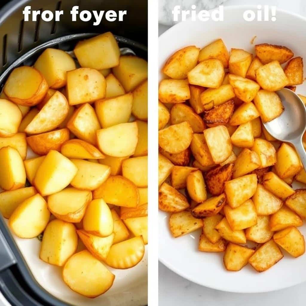 Vergleich zwischen Bratkartoffeln im Airfryer und in der Pfanne Vergleich zwischen Bratkartoffeln im Airfryer und in der Pfanne
