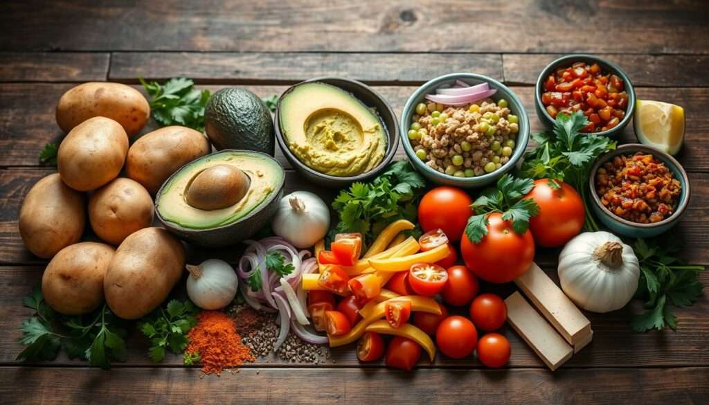 Zutaten für Pommes mit Guacamole Zutaten für Pommes mit Guacamole