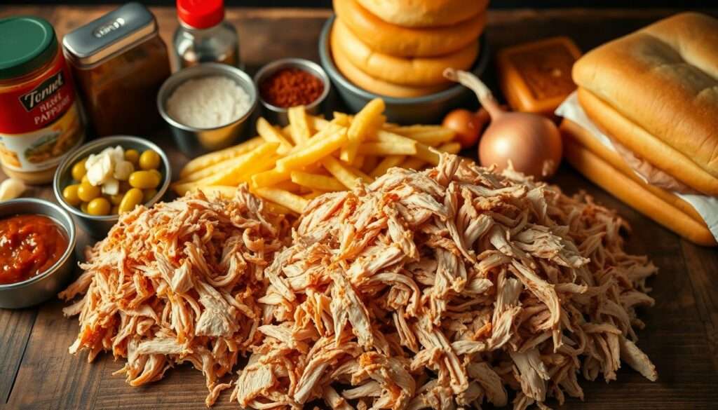 Zutaten für Pulled Pork mit Pommes Zutaten für Pulled Pork mit Pommes