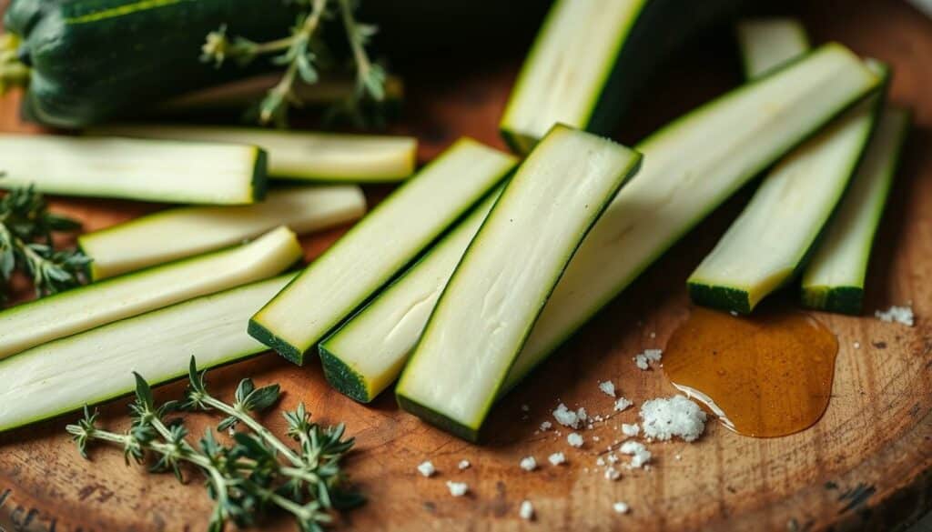 Zutaten für Zucchini Pommes