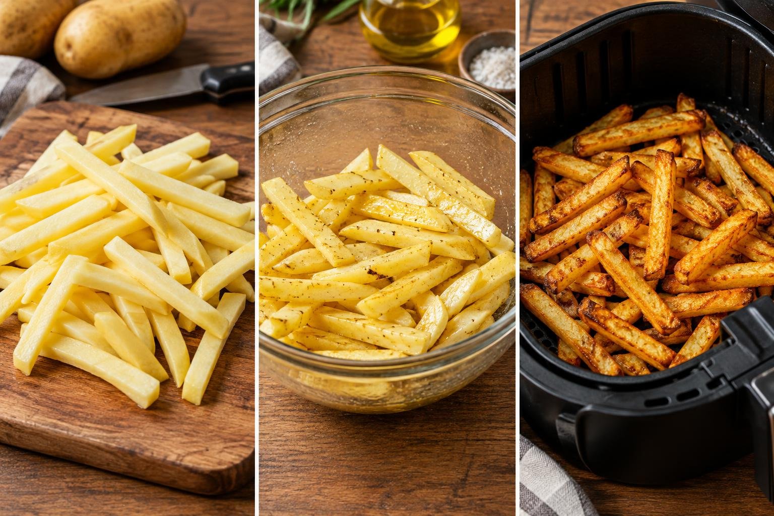 Symbolbild zu Pommeszubereitung im Airfryer — Techniken und Rezeptanpassungen für knusprige Ergebnisse